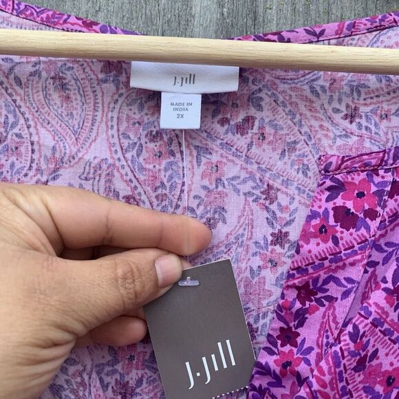 LIZ CLAIBORNE Dress 2XL Women’s Pink White Smocked Waist V Neck Maxi Summer - Picture 8 of 8